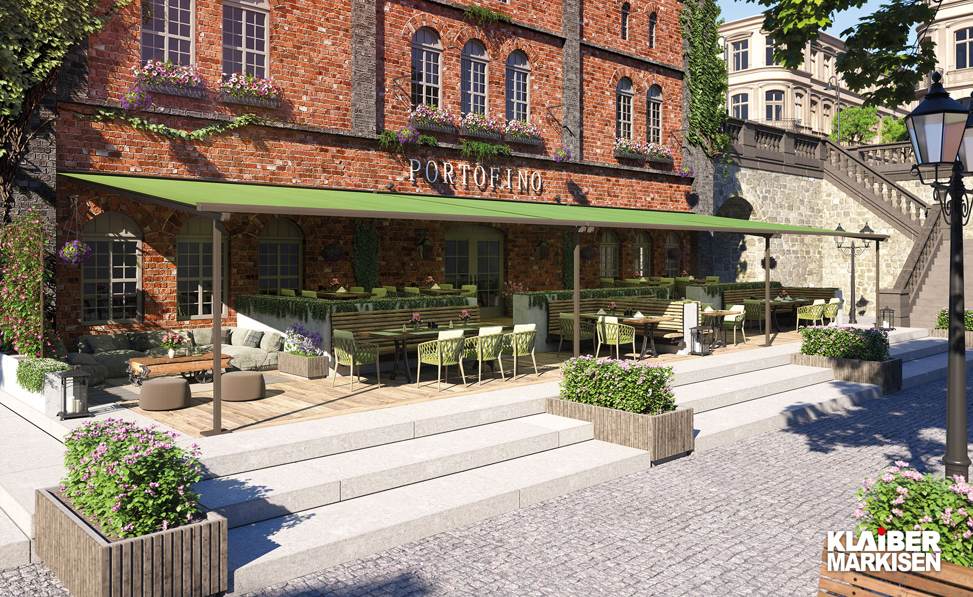 Pergola-Markise mit stabiler Führung