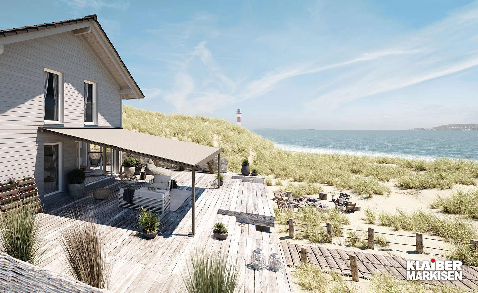 Pergola-Markise über großer Terrasse